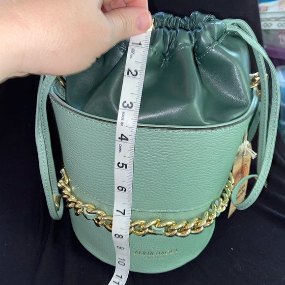 Anna Paola Bags Anna Paola Twotone Italian Leather Green Bucket Bag
